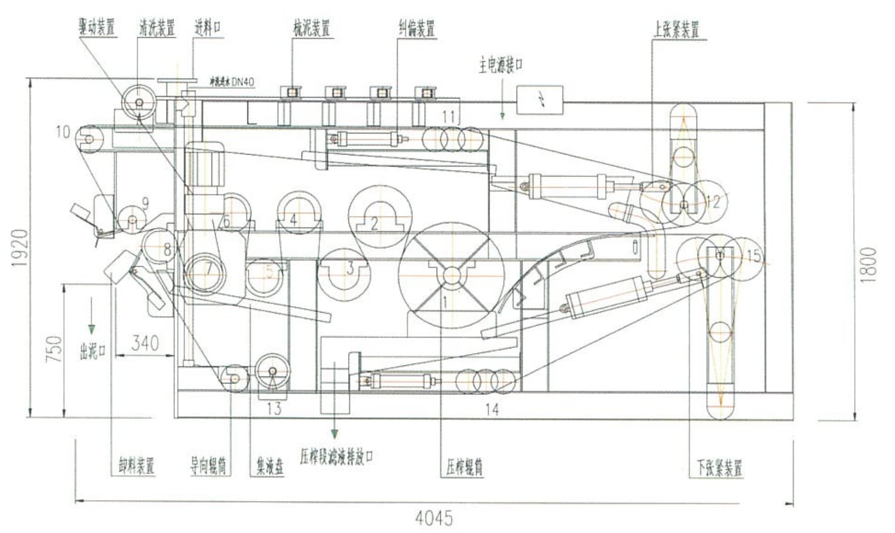 Belt Filter Press Dimension Diagram