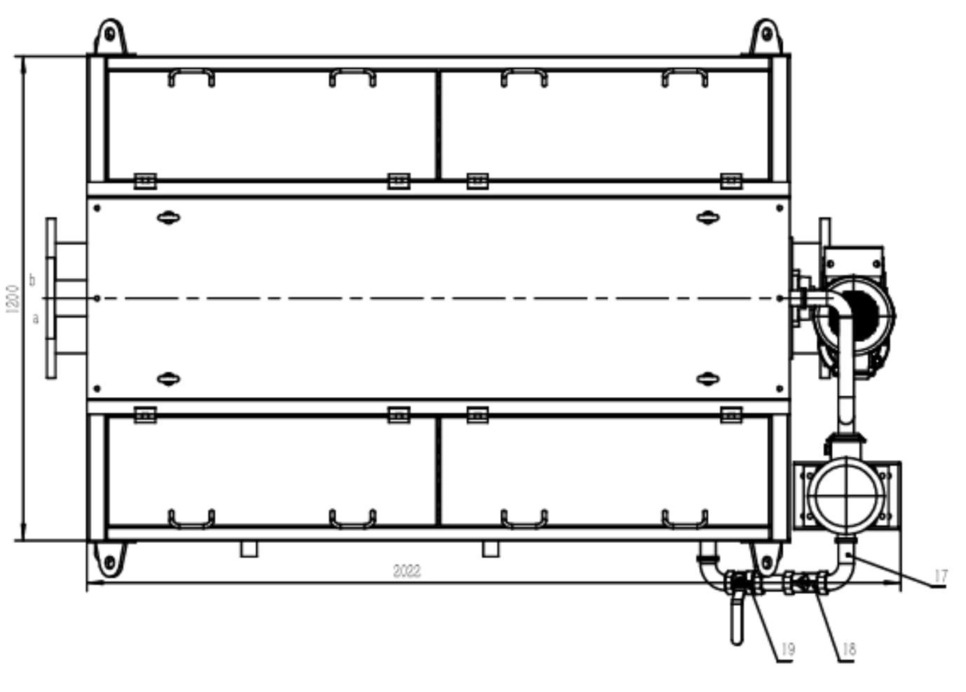 Rotary Drum Microfiltration Machine Dimensional Drawing