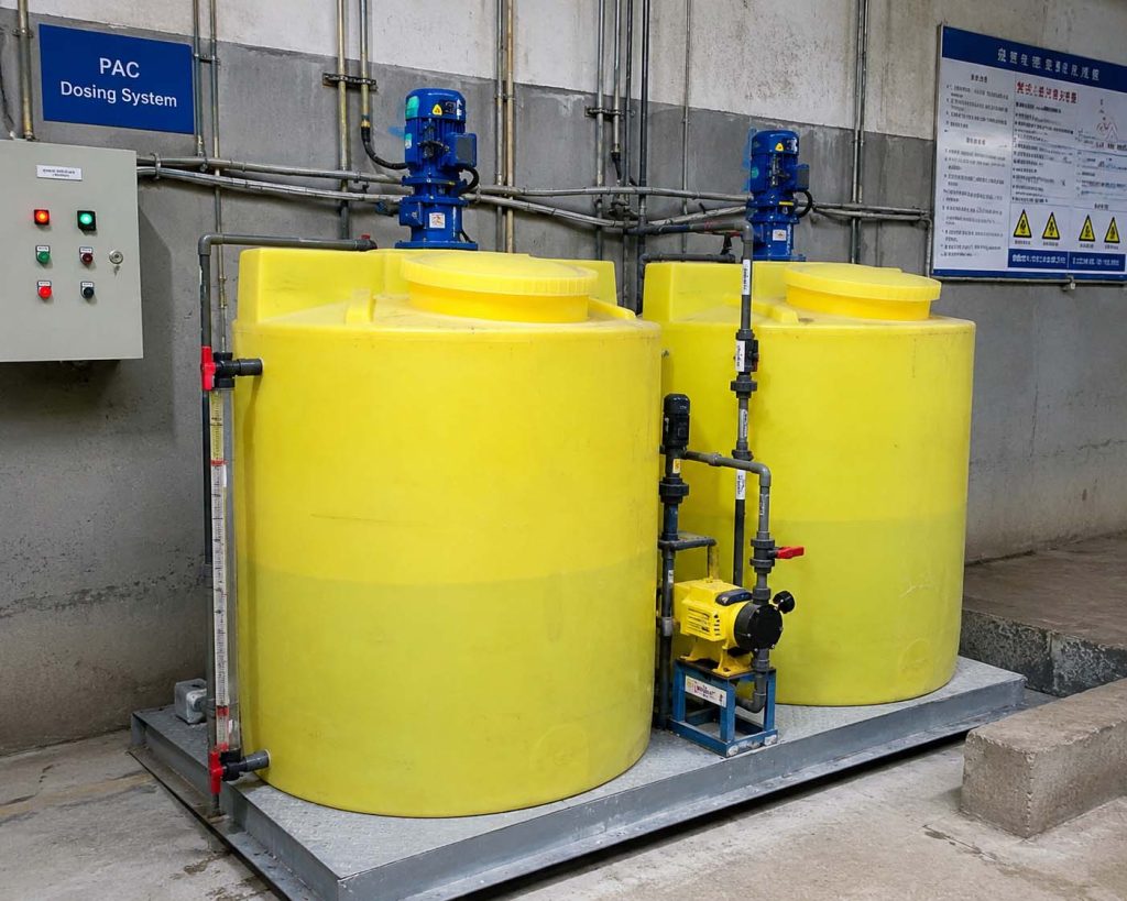 Chemical dosing pump system used in wastewater treatment plant