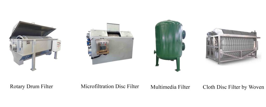 Tertiary filtration equipment in a municipal wastewater treatment plant